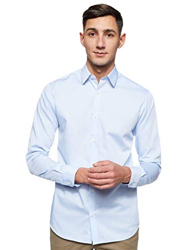 Jack & Jones Jprnon Iron Shirt L/s Noos Camisa, Azul (Cashmere Blue Fit:Slim Fit), Medium para Hombre