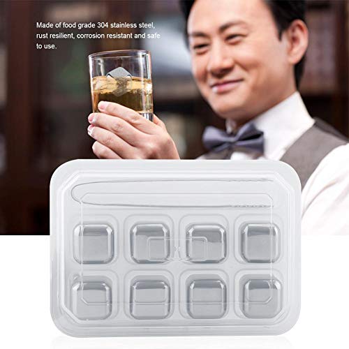 Jacksking Tubos de Hielo, Acero Inoxidable Reutilizable Tubo de Hielo Enfriador de Bebidas Bandeja de enfriamiento Cubos de Piedra Vasos para Whisky Vino Cóctel Cerveza(8 Piezas)