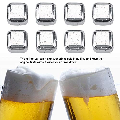 Jacksking Tubos de Hielo, Acero Inoxidable Reutilizable Tubo de Hielo Enfriador de Bebidas Bandeja de enfriamiento Cubos de Piedra Vasos para Whisky Vino Cóctel Cerveza(8 Piezas)