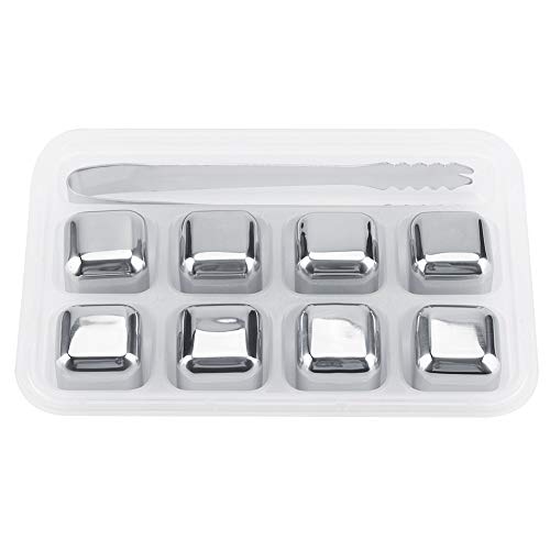 Jacksking Tubos de Hielo, Acero Inoxidable Reutilizable Tubo de Hielo Enfriador de Bebidas Bandeja de enfriamiento Cubos de Piedra Vasos para Whisky Vino Cóctel Cerveza(8 Piezas)