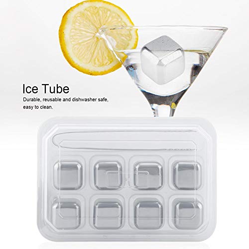 Jacksking Tubos de Hielo, Acero Inoxidable Reutilizable Tubo de Hielo Enfriador de Bebidas Bandeja de enfriamiento Cubos de Piedra Vasos para Whisky Vino Cóctel Cerveza(8 Piezas)