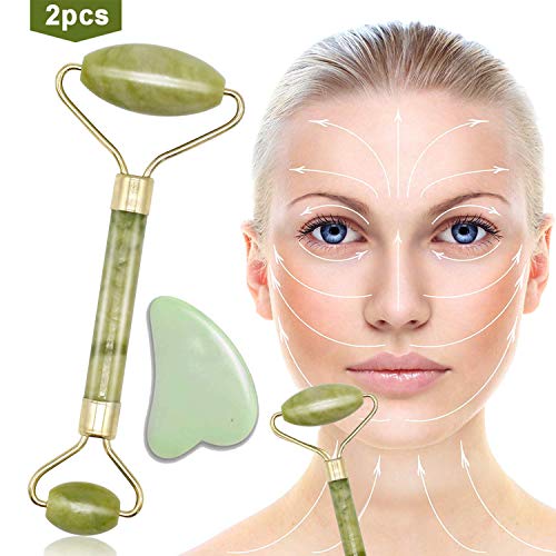 Jade Roller, Rodillo de masaje de jade, Rodillo De Jade, Rodillo Facial de Jade, Antienvejecimiento natural, Se puede usar en Para Cuello, Ojos, Cuerpo