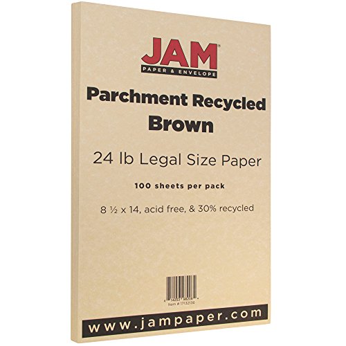 JAM PAPER Papel Pergamino - 215,9 x 355,6 mm - 90gsm - Marrón Reciclado - Paquete de 100 Hojas