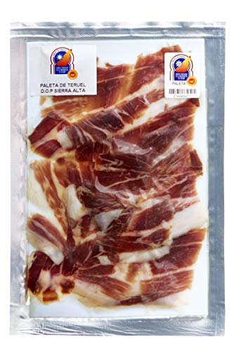 Jamones Bronchales - Paleta Loncheada a Cuchillo de D.O. Teruel de Curación Natural en el Secadero más Alto de España, en la Sierra de Albarracín -200gr aprox. - Curación mínima 15 meses