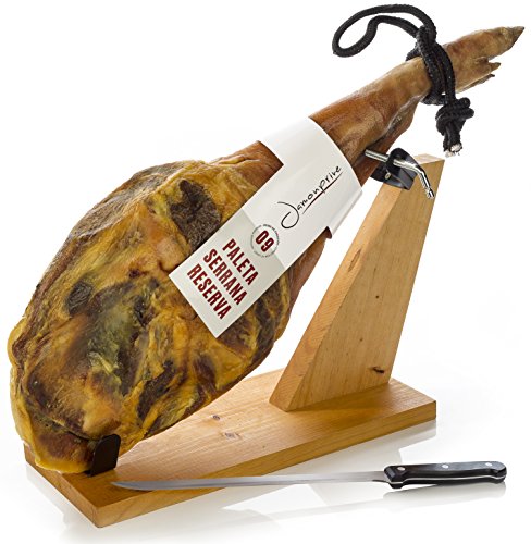 Jamonprive - Paleta Serrana Reserva Qualitas (Jamón Serrano Curado) + Jamonero kit 4.5 - 5 Kg - Paletilla