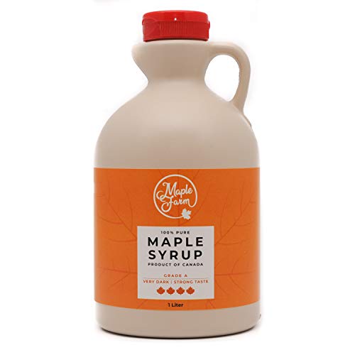 Jarabe de arce Grado A (Very dark, Strong taste) - 1 litro (1,35 Kg) - Miel de arce - Sirope de Arce - Original maple syrup