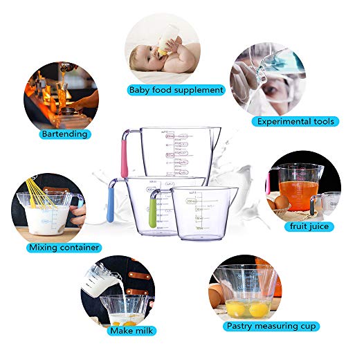 Jarra Medidora,Vaso Medidor,Juego de 3 Taza Medidora Plastico,taza medidora transparente,jarra de medición,jarra medicion transparente,vasos medidores cocina Para Hornear Cocinar Verter Líquido