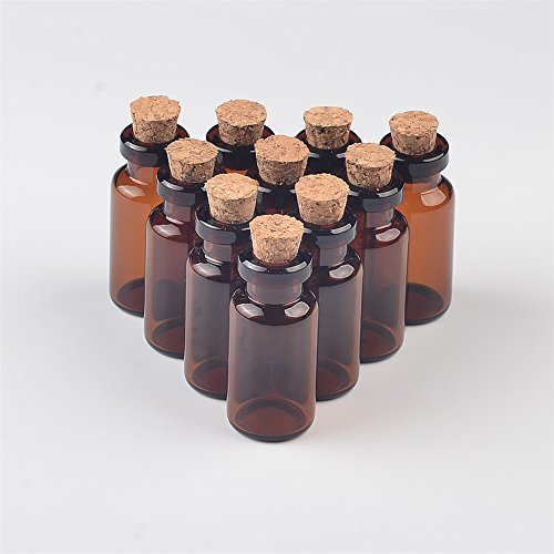 Jarvials 50 botellas de cristal marrón con tapón de corcho, muy especiales y personalizadas (2 ml)