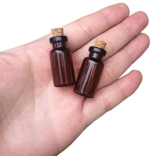 Jarvials 50 botellas de cristal marrón con tapón de corcho, muy especiales y personalizadas (2 ml)