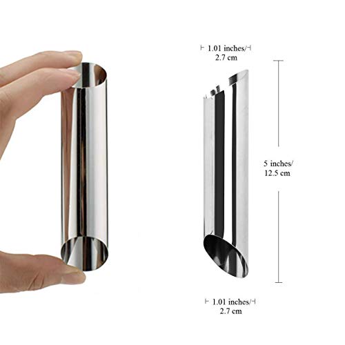 JasCherry 10 Piezas Hornear Tubos para Pastelería de Cuerno de Crema Antiadherente de Acero Inoxidable, Molde de Croissant Forma Diagonal, para Rollos de Crema de Concha de Cruasán