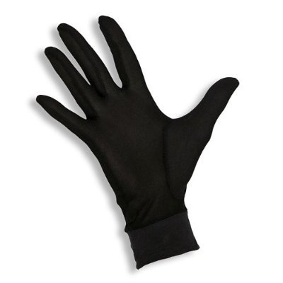 Jasmine Silk guantes de seda puras térmicas Guantes del ciclo Liner Guante Interior Ski Bike Negro (Size: Small 7 - 8.5 (From the longest finger tips to the wrist))