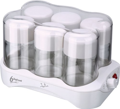 JATA PAE YG493 YOGURTERA 6 TARRINAS DE Cristal, 7500 W, 0.17 litros, Acero Inoxidable, plástico, Transparente, Color Blanco