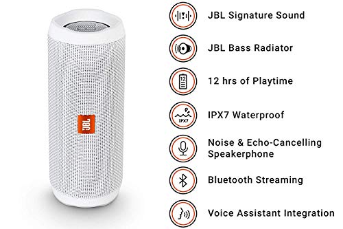 JBL Flip 4 - Altavoz inalámbrico portátil con Bluetooth, resistente al agua (IPX7), JBL Connect+, hasta 12 h de reproducción con sonido de alta fidelidad