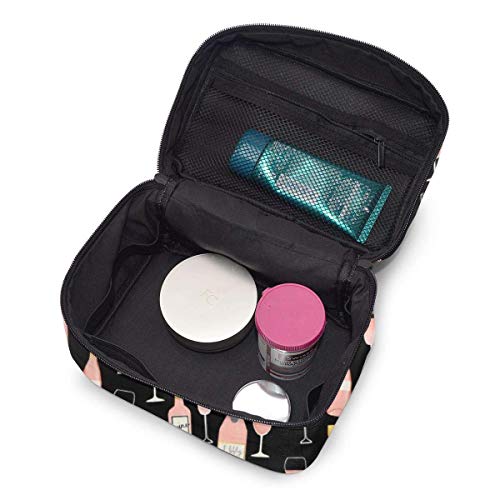 JDYU Rose Champagne Wine Food Fight Ropa Bolsa de Maquillaje Bolsa de cosméticos Grande Estuche de Maquillaje Estuche Organizador Neceser de Viaje para Mujeres