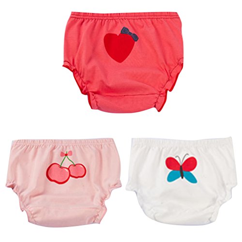 JEELINBORE Ropa Interior para Bebés Niña Braguitas Pantis Volantes Pantalones Bombachos, 3 Piezas | para 1-5 años (Estilo1 Mariposa(3PCS), 100)