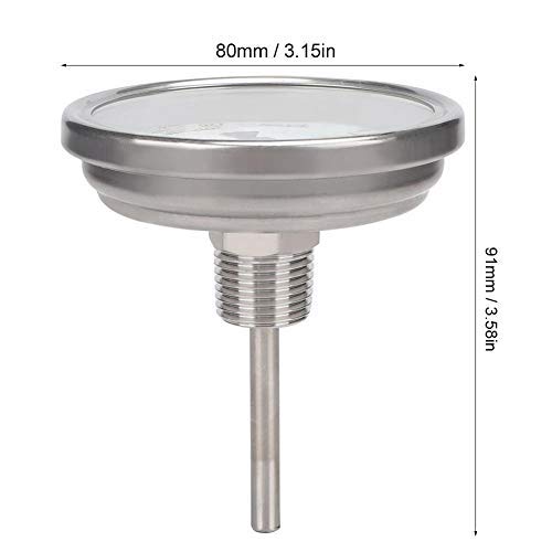 Jeffergarden Thermometer 1/2"NPT Acero inoxidable Termómetro de olla Metal Dial Termómetro Herramienta de cocina Accesorio para elaborar cerveza