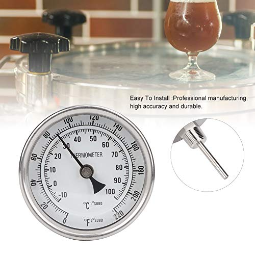 Jeffergarden Thermometer 1/2"NPT Acero inoxidable Termómetro de olla Metal Dial Termómetro Herramienta de cocina Accesorio para elaborar cerveza