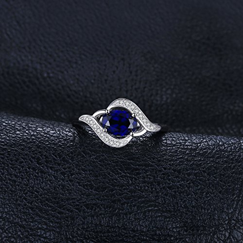 JewelryPalace Anillo 1.1ct Creado Azul Zafiro Declaración Plata de ley 925 Tamaño 17