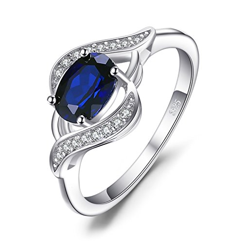 JewelryPalace Anillo 1.1ct Creado Azul Zafiro Declaración Plata de ley 925 Tamaño 17