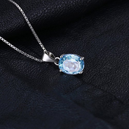 JewelryPalace Colgante Solitario 2.1ct Genuino Topacio azul cielo Oval Piedra de nacimiento Collar Plata de ley 925 cadena de caja 45cm