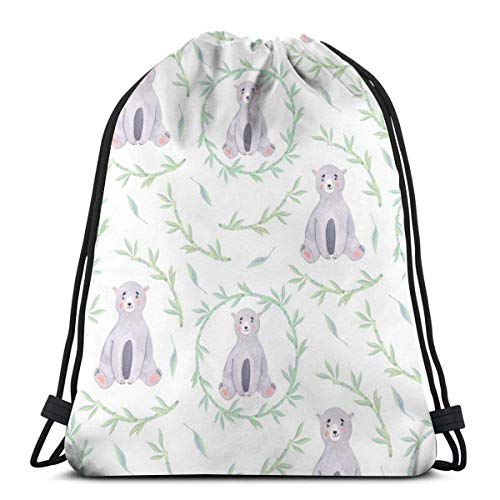 Jhonangel Patrón de Animales de Dibujos Animados creativos Patrón de Animales de Dibujos Animados creativos Gimnasio Saco Bolsa Mochila con cordón Bolsa de Deporte de poliéster para Hombres Mujeres