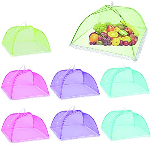 JiaHome 8 Piezas Cubierta de Malla Plegable para Alimentos, Reutilizables,para Cocina, Barbacoa, Picnics, Fiesta al Aire Libre,para Cubrir Alimentos, Mantener Fuera Moscas, Bug, Mosquitos