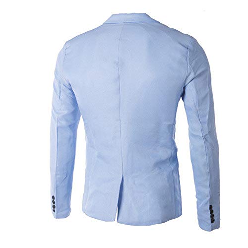 JiaMeng Chaqueta Charm Casual Slim Fit Traje de un botón Blazer Coat Jacket Tops Moda Impermeable para Hombres(Azul,L)