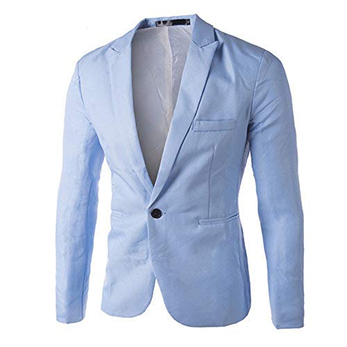 JiaMeng Chaqueta Charm Casual Slim Fit Traje de un botón Blazer Coat Jacket Tops Moda Impermeable para Hombres(Azul,L)