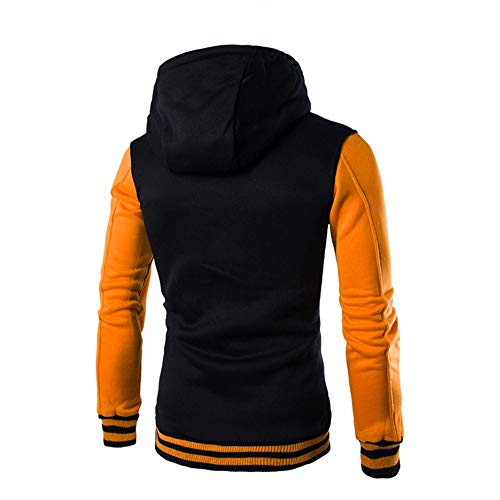 JiaMeng Hombres Chaqueta Primavera otoño e Invierno Algodón Abrigo Chaqueta Outwear Sweater Sudadera de Invierno Slim Warm(Amarillo,XXL)