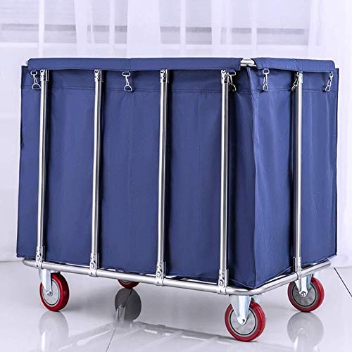 Jiamuxiangsi Cubos para la Ropa Extra Grande Carro de lavandería, 400L Industrial del balanceo de Lino Carro con 5 cm Ruedas, cestas de lavandería, apoya 440 Lbs Cesto de la Ropa (Color : Azul)