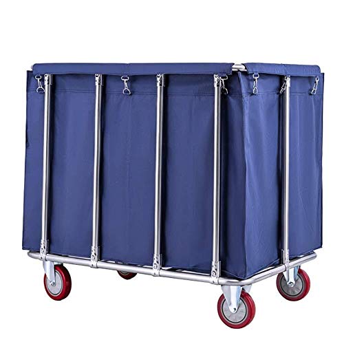 Jiamuxiangsi Cubos para la Ropa Extra Grande Carro de lavandería, 400L Industrial del balanceo de Lino Carro con 5 cm Ruedas, cestas de lavandería, apoya 440 Lbs Cesto de la Ropa (Color : Azul)