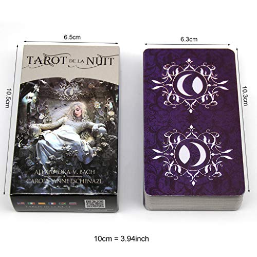 jiheousty 78 Cards Deck Tarot De La Nuit Full English Family Party Juego de Mesa Oracle Cards