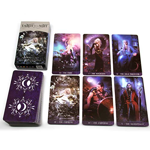 jiheousty 78 Cards Deck Tarot De La Nuit Full English Family Party Juego de Mesa Oracle Cards