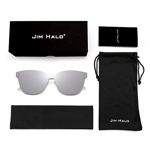 JIM HALO Una Pieza Sin Marco Montura Gafas de Sol Mujer Lente Transprente Caramelo Color Teñido Plateado Espejo