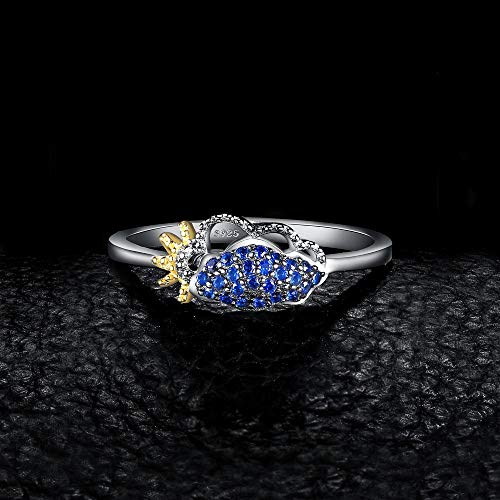 JIUERMA Cielo, Nube Creado Azul Anillo de 925 Anillo de Plata esterlina apilable para Las Mujeres 925 Piedras Preciosas Joyas,6