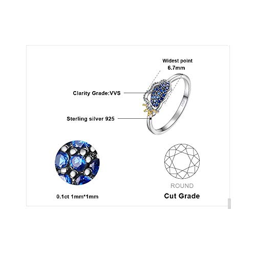 JIUERMA Cielo, Nube Creado Azul Anillo de 925 Anillo de Plata esterlina apilable para Las Mujeres 925 Piedras Preciosas Joyas,6