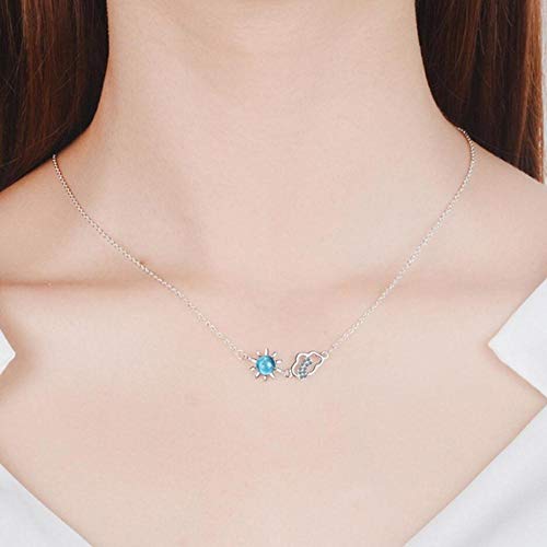 JIUERMA Suave de Cristal Estrella Azul de Cinco Puntas Estrella de Plata en la Nube 925 de la clavícula Collar de la Mujer Pintada