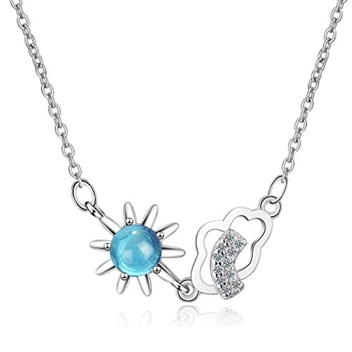 JIUERMA Suave de Cristal Estrella Azul de Cinco Puntas Estrella de Plata en la Nube 925 de la clavícula Collar de la Mujer Pintada