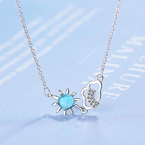 JIUERMA Suave de Cristal Estrella Azul de Cinco Puntas Estrella de Plata en la Nube 925 de la clavícula Collar de la Mujer Pintada