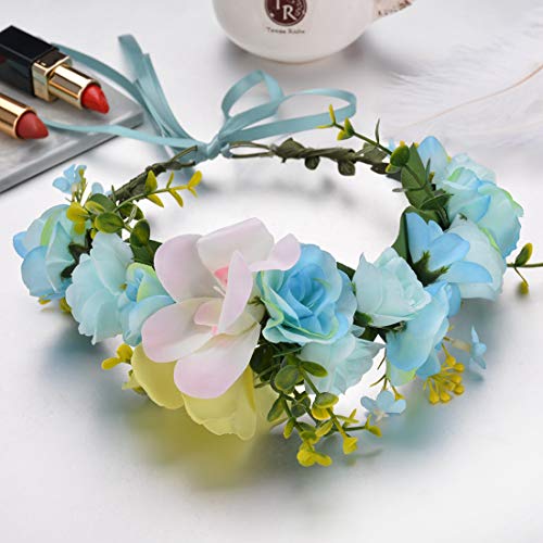 JMITHA Diadema Corona Floral de flor Guirnalda Floral corona Bandas Novia Corona Boda Para La Cabeza Casco (HuaHuan-02)