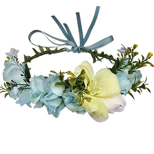 JMITHA Diadema Corona Floral de flor Guirnalda Floral corona Bandas Novia Corona Boda Para La Cabeza Casco (HuaHuan-02)