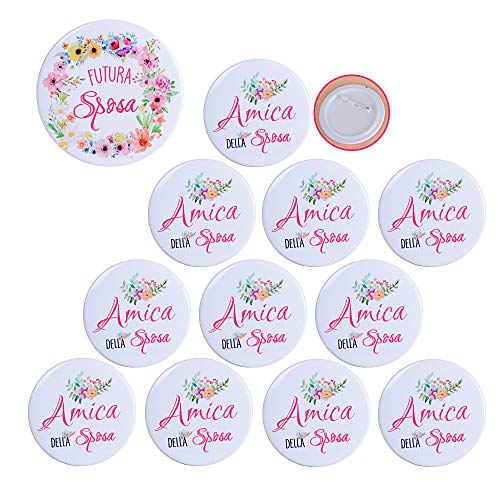 JNCH Broches Personalizables Broches Futura Sposa Kit de Broche + 11"Amica Della Sposa Insignias para Despedida de Soltera Diversión para Novias Matrimoniales Boda