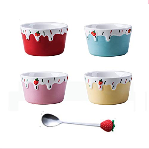 JNN Moldes de Porcelana de 5 oz, Juego de 4 Tazas, Platos de soufflé, Cuencos de cerámica Aptos para Horno Que sirven para Crema Brulee, natillas, Pasteles de Lava, pudín, Mini postres