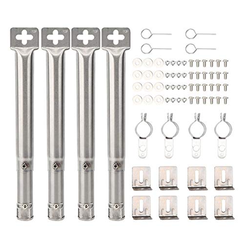 JNT 4pcs Universal Ajustable de Acero Inoxidable Parrilla de Gas de reemplazo Tubo Recto Tubo del Quemador de Picnic Accesorios Barbacoa (Color : Silver)