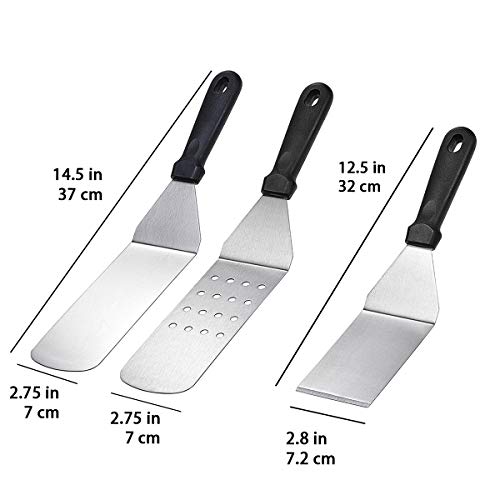 JOLY FANG 12 Piezas Conjunto de espátula de Plancha, EspáTula de Parrilla Parrilla de Acero Inoxidable Juego de Espátulas para Parrilla para Barbacoa al Aire Libre Teppanyaki Burger Pancake