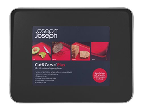 Joseph & Joseph Cut&Curve Plus - Tabla de cortar o trinchar alimentos, color negro