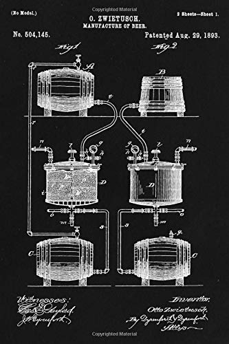 Journal: Process of Beer Manufacture Patent Ruled Diary for Writing and Notes (6 x 9) 120 Pages, Soft Cover