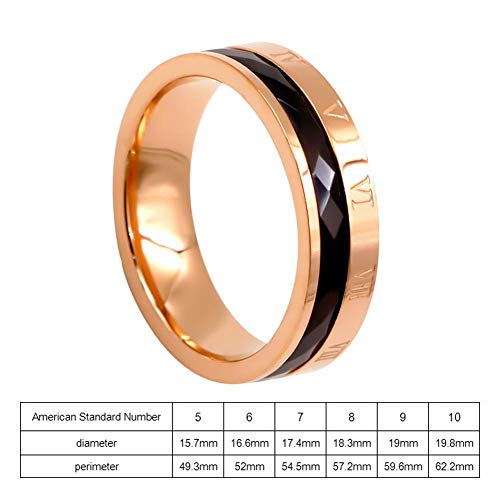 Joyería Anillo De Acero Titanium Anillo De Boda Anillo De Tortuga Negra Cara De Cerámica Número Romano Anillo De Oro Rosa Para Hombres Mujeres Anillo De Compromiso - No Incrustado