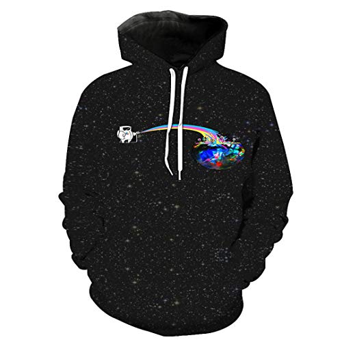 JSR-Hoodie Hombres/Mujeres Sudaderas con Capucha 3D Imprimir Astronauta Patrón de Luna de Dibujos Animados Sudaderas con Capucha Elegantes y Delgadas SMT-LMS-1386 M