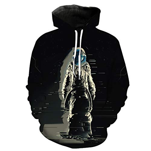 JSR-Hoodie Hombres/Mujeres Sudaderas con Capucha 3D Imprimir Astronauta Patrón de Luna de Dibujos Animados Sudaderas con Capucha Elegantes y Delgadas SMT-LMS-1386 M